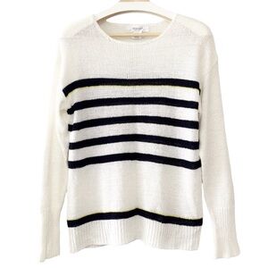 WORKSHOP White Navy Sailor Stripe Lightweight Knit Top‎ Sweater Preppy Coastal